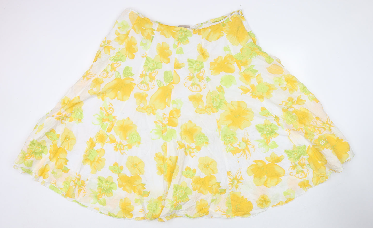 Soon Womens Multicoloured Floral Cotton Flare Skirt Size 18 Zip