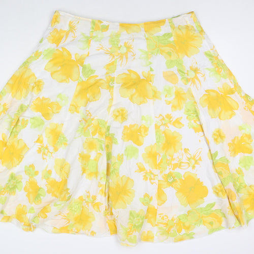 Soon Womens Multicoloured Floral Cotton Flare Skirt Size 18 Zip