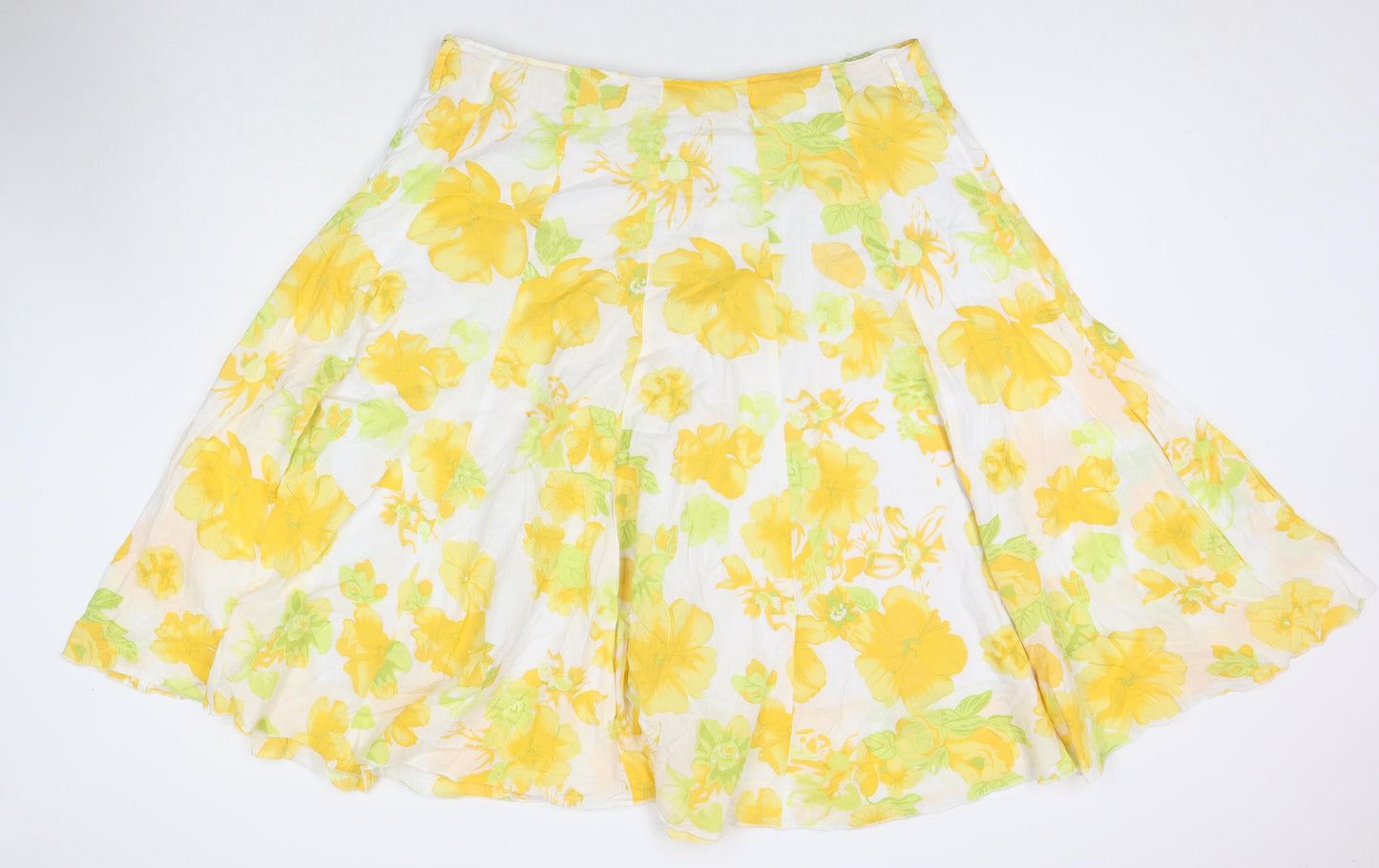 Soon Womens Multicoloured Floral Cotton Flare Skirt Size 18 Zip