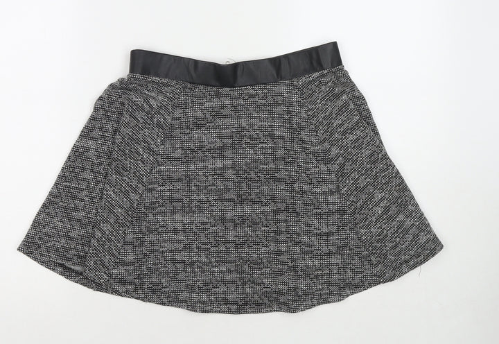 Divided by H&M Womens Black Cotton Pleated Skirt Size S Zip