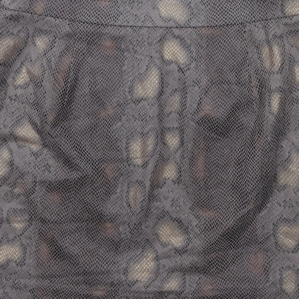 Ted Baker Womens Grey Animal Print Polyester A-Line Skirt Size S Zip - Label Size 2
