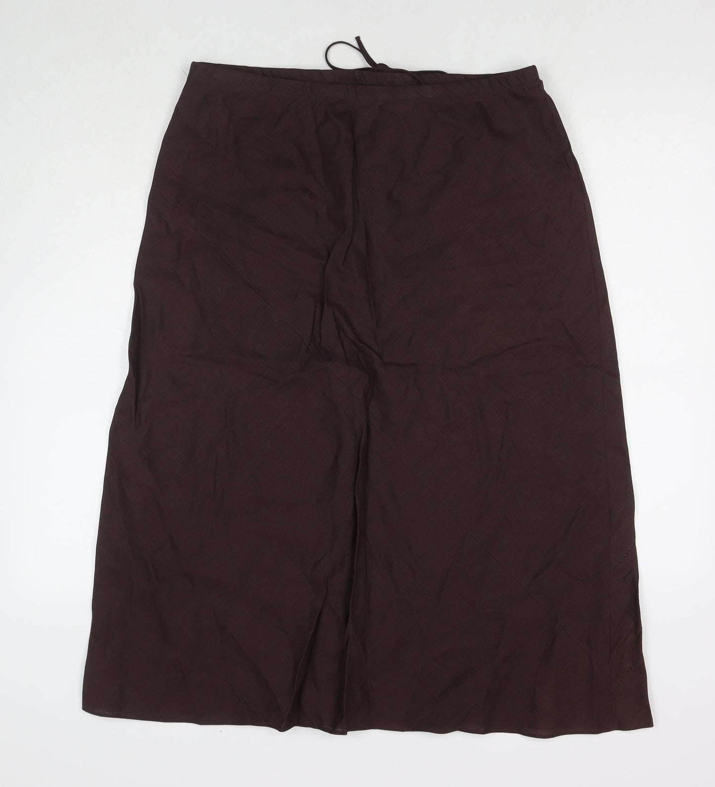Marks and Spencer Womens Brown Linen Maxi Skirt Size 16 Drawstring