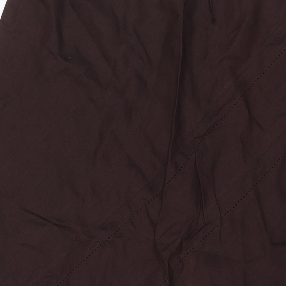 Marks and Spencer Womens Brown Linen Maxi Skirt Size 16 Drawstring
