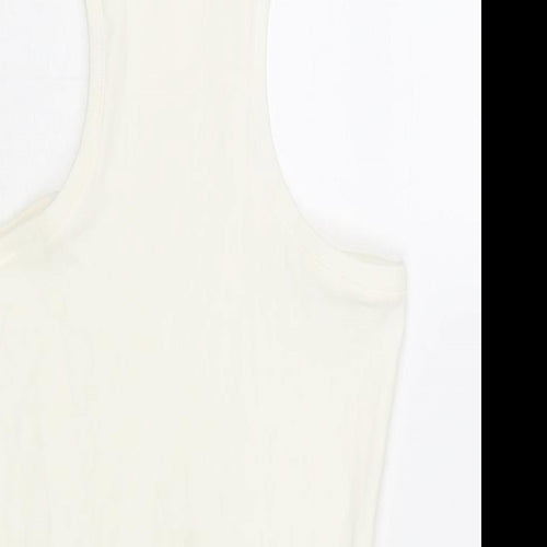 Zara Womens White Cotton Bodysuit One-Piece Size L Snap