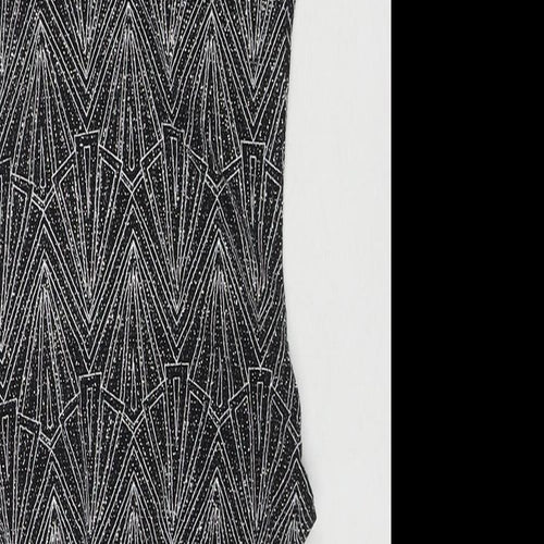 Divided by H&M Womens Black Geometric Polyamide Bodysuit One-Piece Size XS Snap - Glitter Detail