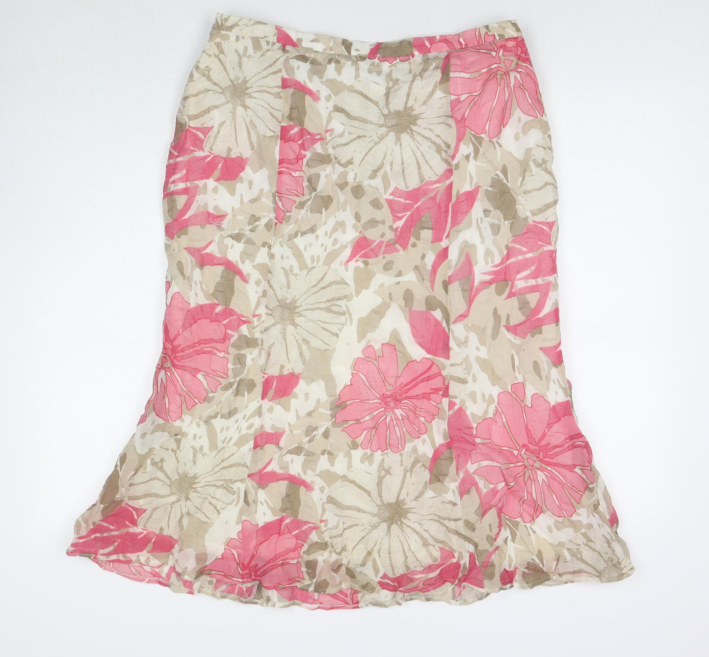 FSR Womens Multicoloured Floral Cotton A-Line Skirt Size 16 Zip