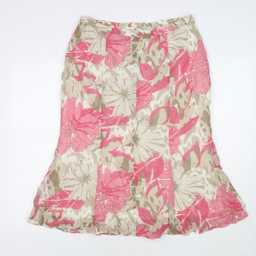 FSR Womens Multicoloured Floral Cotton A-Line Skirt Size 16 Zip