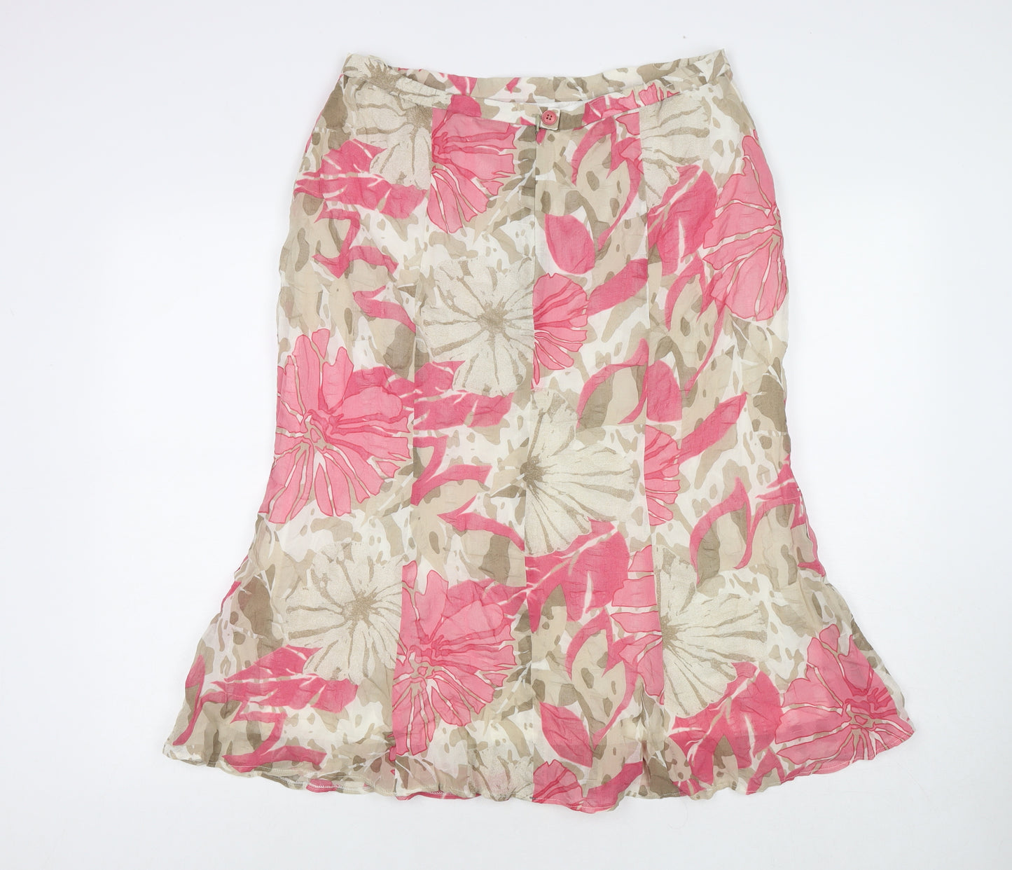 FSR Womens Multicoloured Floral Cotton A-Line Skirt Size 16 Zip
