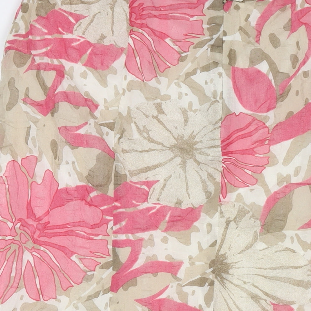 FSR Womens Multicoloured Floral Cotton A-Line Skirt Size 16 Zip