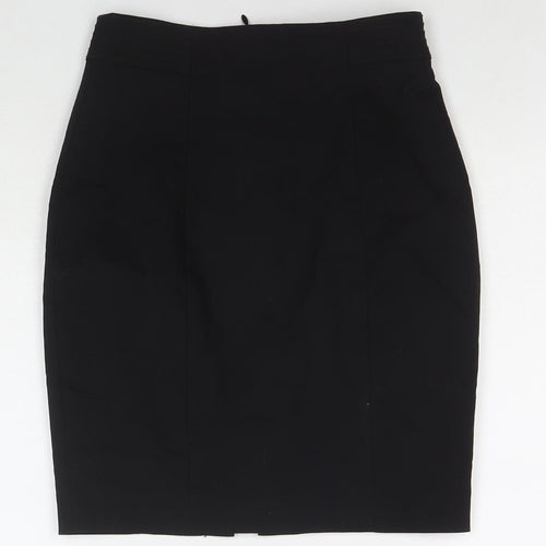 H&M Womens Black Polyester A-Line Skirt Size 6 Zip