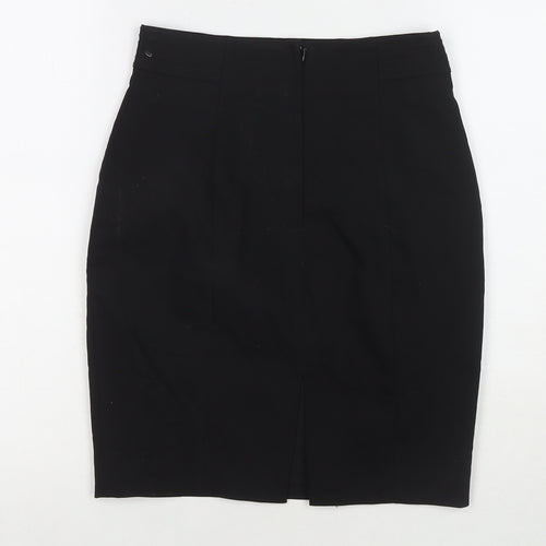 H&M Womens Black Polyester A-Line Skirt Size 6 Zip