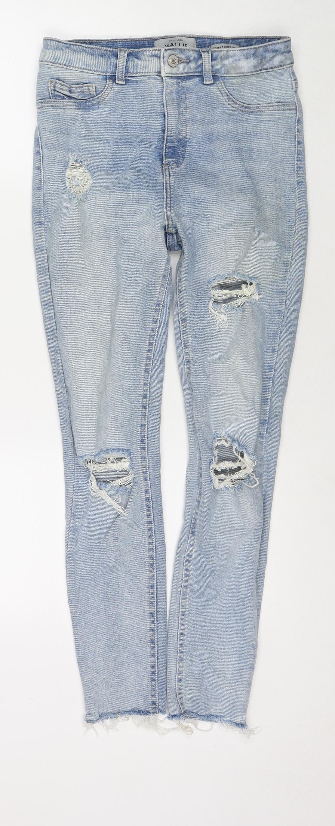 New Look Womens Blue Cotton Straight Jeans Size 10 L26 in Regular Zip