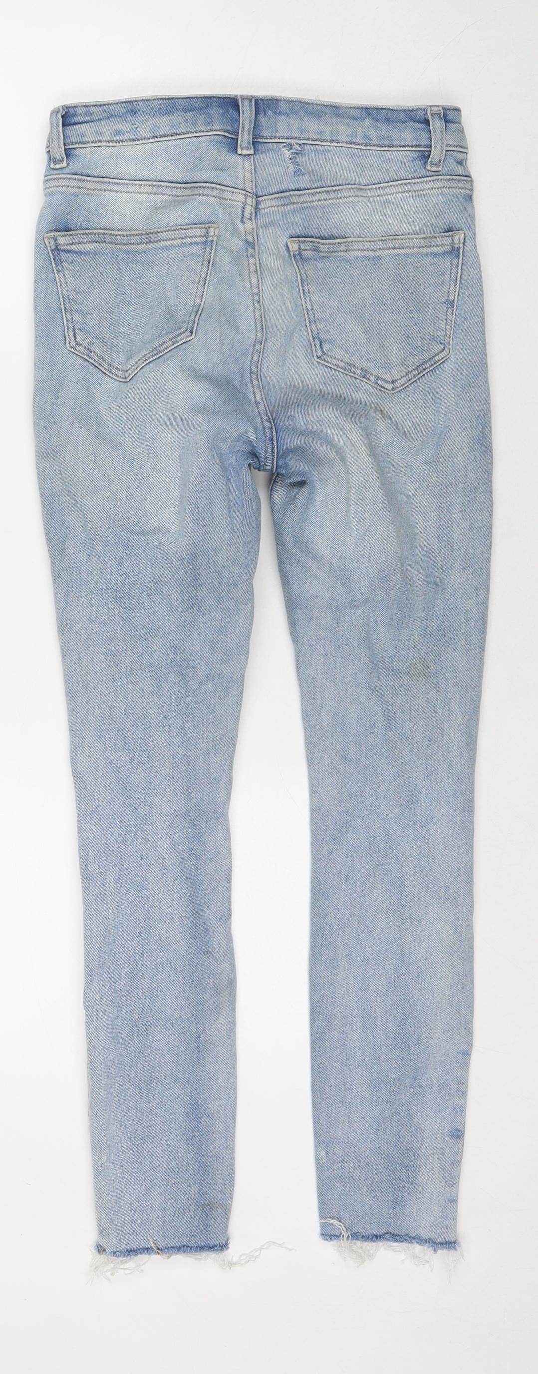 New Look Womens Blue Cotton Straight Jeans Size 10 L26 in Regular Zip