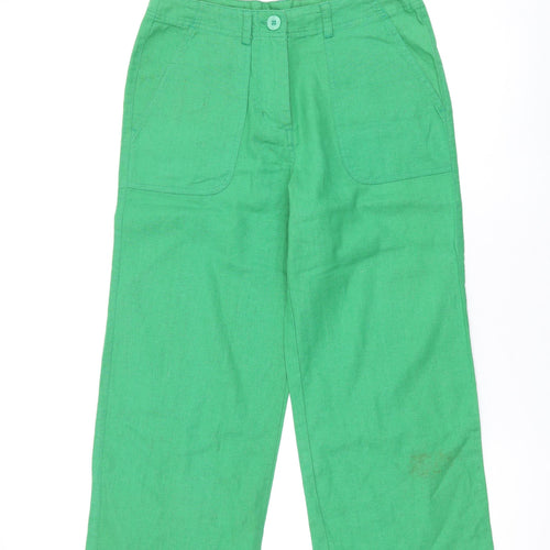 Epilogue Womens Green Linen Trousers Size 10 L23 in Regular Zip
