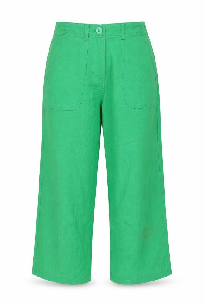 Epilogue Womens Green Linen Trousers Size 10 L23 in Regular Zip