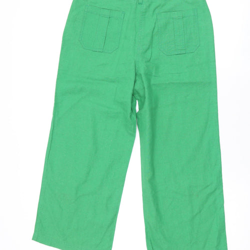 Epilogue Womens Green Linen Trousers Size 10 L23 in Regular Zip