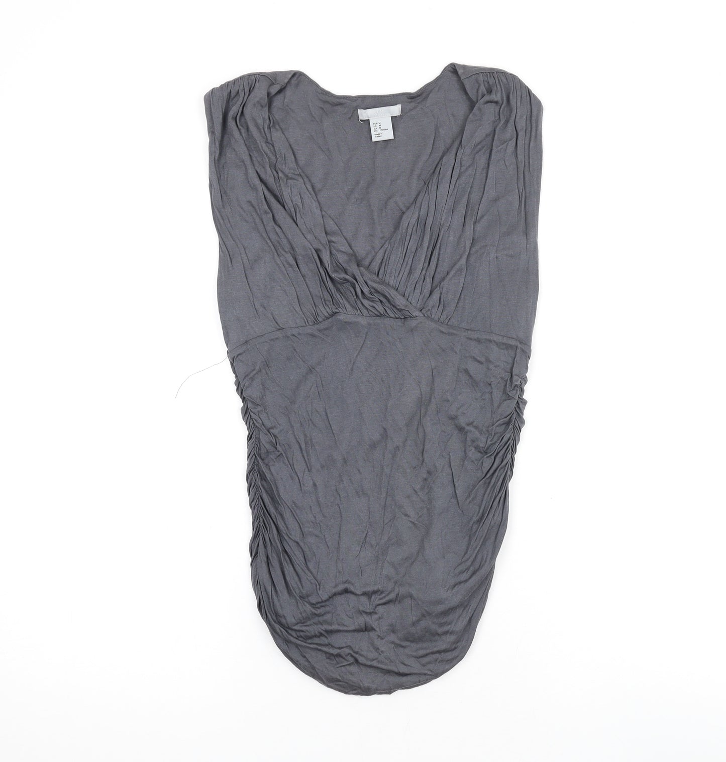 H&M Womens Grey Viscose Basic Tank Size M V-Neck