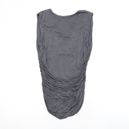 H&M Womens Grey Viscose Basic Tank Size M V-Neck