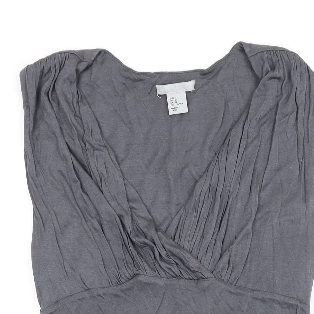 H&M Womens Grey Viscose Basic Tank Size M V-Neck