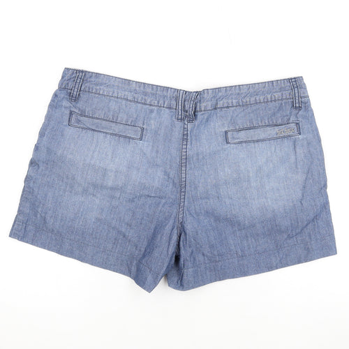 Fat Face Womens Blue Cotton Hot Pants Shorts Size 14 L3 in Regular Zip