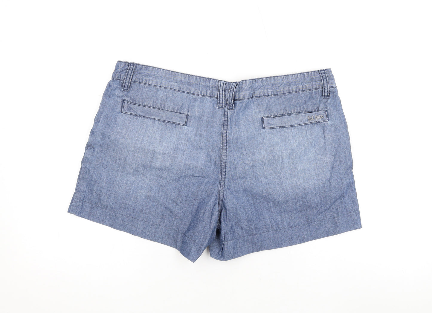 Fat Face Womens Blue Cotton Hot Pants Shorts Size 14 L3 in Regular Zip