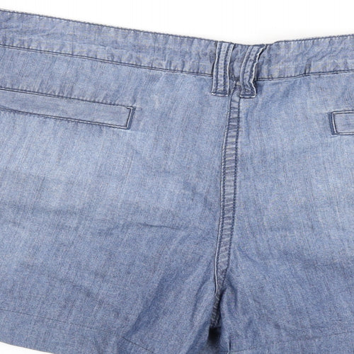 Fat Face Womens Blue Cotton Hot Pants Shorts Size 14 L3 in Regular Zip