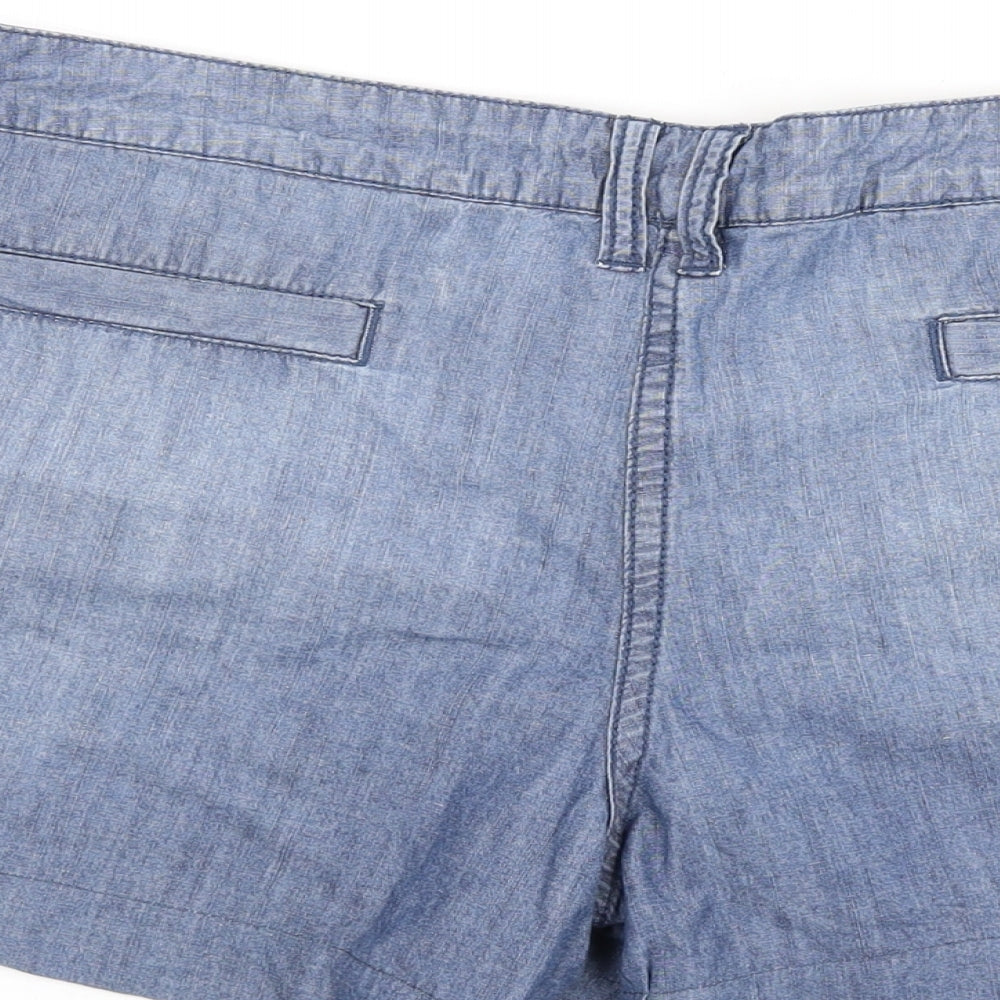 Fat Face Womens Blue Cotton Hot Pants Shorts Size 14 L3 in Regular Zip