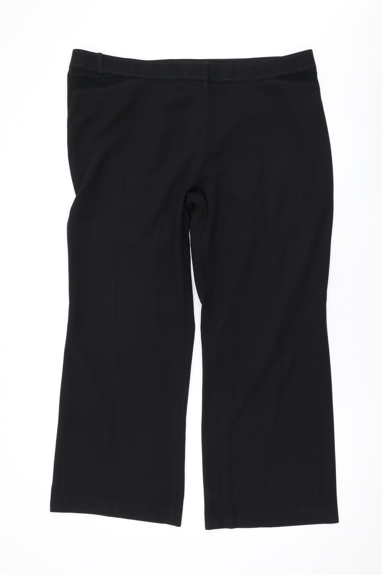 Marks and Spencer Womens Black Polyester Trousers Size 20 L28 in Regular Zip