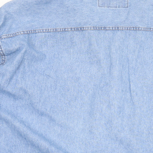 Carrera Mens Blue Cotton Button-Up Size 2XL Collared Snap