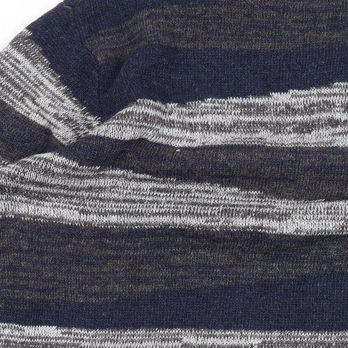 Bellfield Mens Multicoloured Round Neck Striped Acrylic Pullover Jumper Size M Long Sleeve