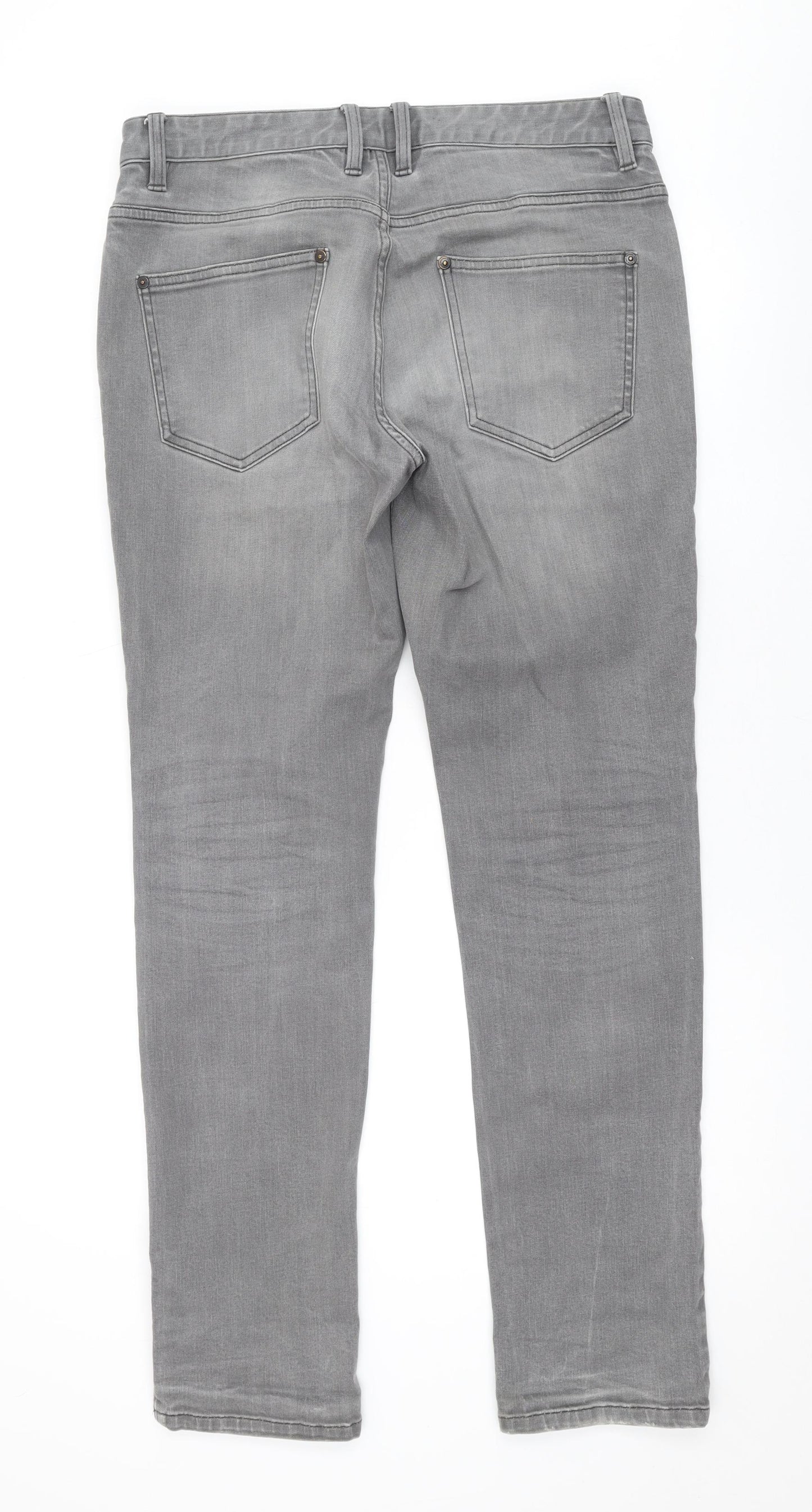 NEXT Mens Grey Cotton Straight Jeans Size 32 in L31 in Regular Button