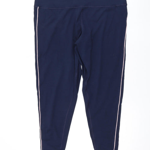 Marks and Spencer Womens Blue Cotton Cropped Leggings Size 20 L24 in Regular Pullover