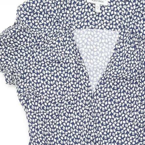 & Other Stories Womens Blue Floral Viscose Wrap Dress Size 10 V-Neck Tie