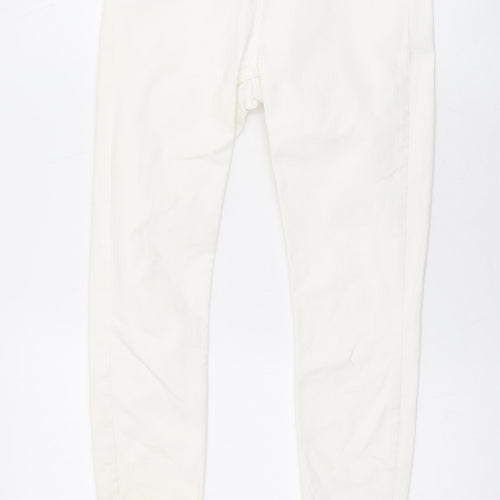 River Island Womens White Cotton Skinny Jeans Size 10 L24 in Regular Zip