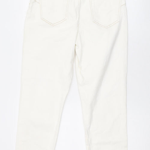 New Look Womens White Cotton Straight Jeans Size 12 L26 in Regular Zip