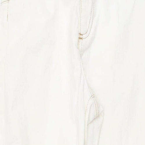 New Look Womens White Cotton Straight Jeans Size 12 L26 in Regular Zip