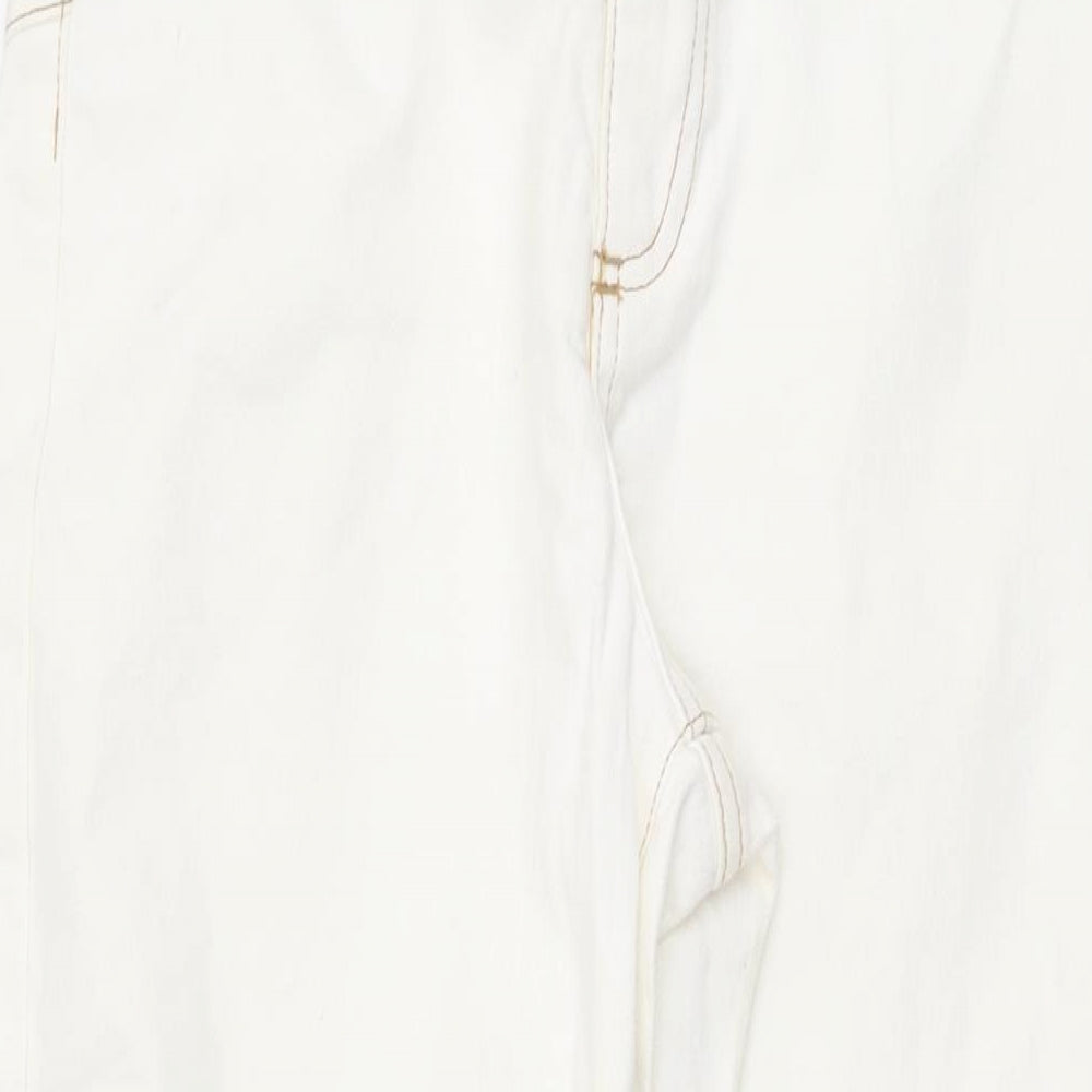 New Look Womens White Cotton Straight Jeans Size 12 L26 in Regular Zip