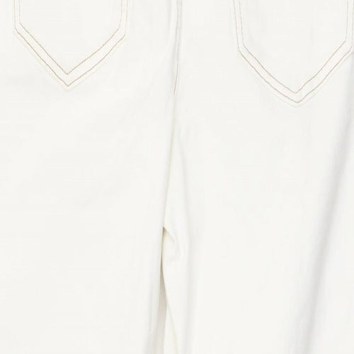New Look Womens White Cotton Straight Jeans Size 12 L26 in Regular Zip