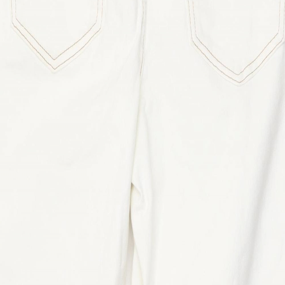 New Look Womens White Cotton Straight Jeans Size 12 L26 in Regular Zip