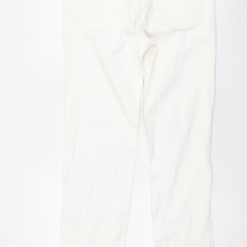 Marks and Spencer Womens White Cotton Bootcut Jeans Size 12 L28 in Regular Zip