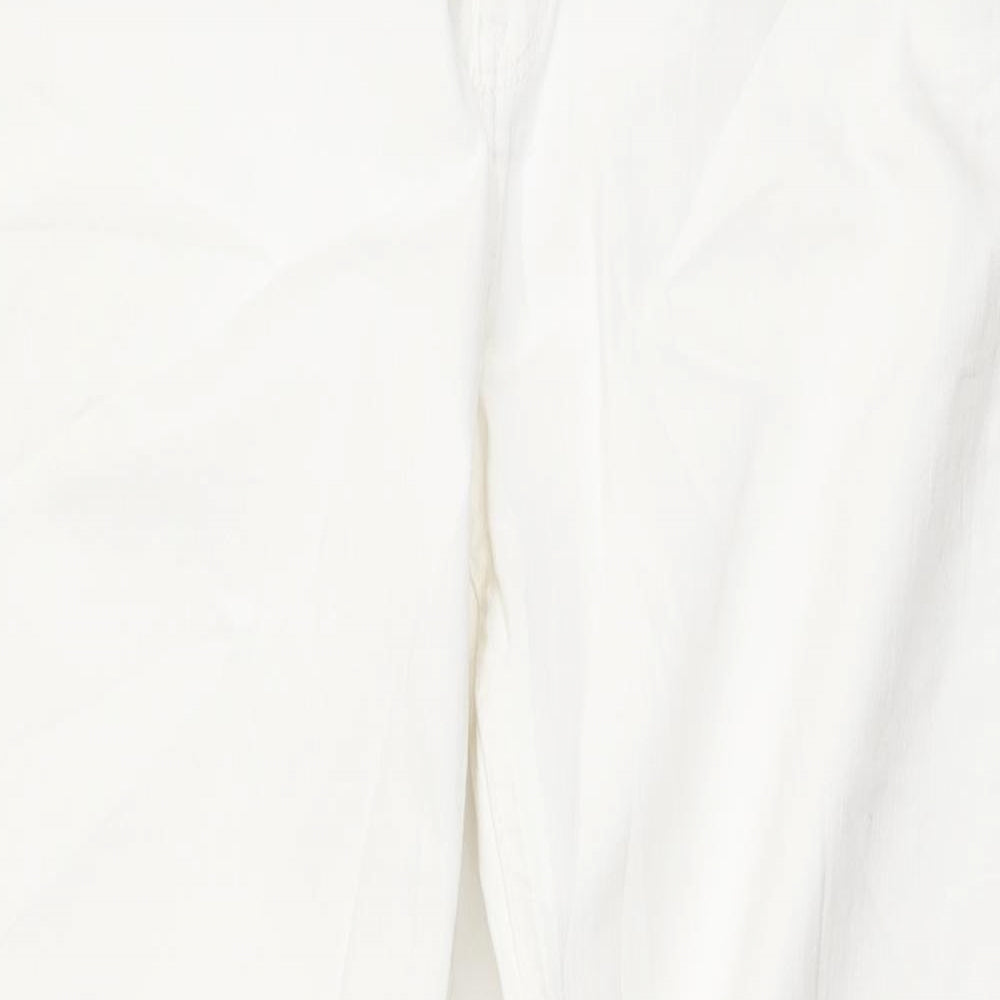 Marks and Spencer Womens White Cotton Bootcut Jeans Size 12 L28 in Regular Zip