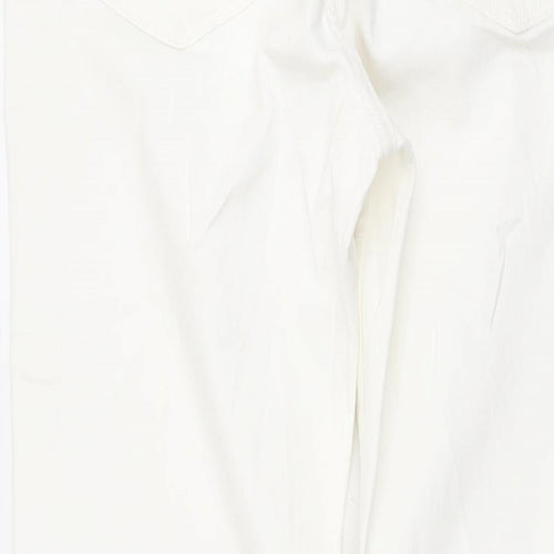 Marks and Spencer Womens White Cotton Bootcut Jeans Size 12 L28 in Regular Zip