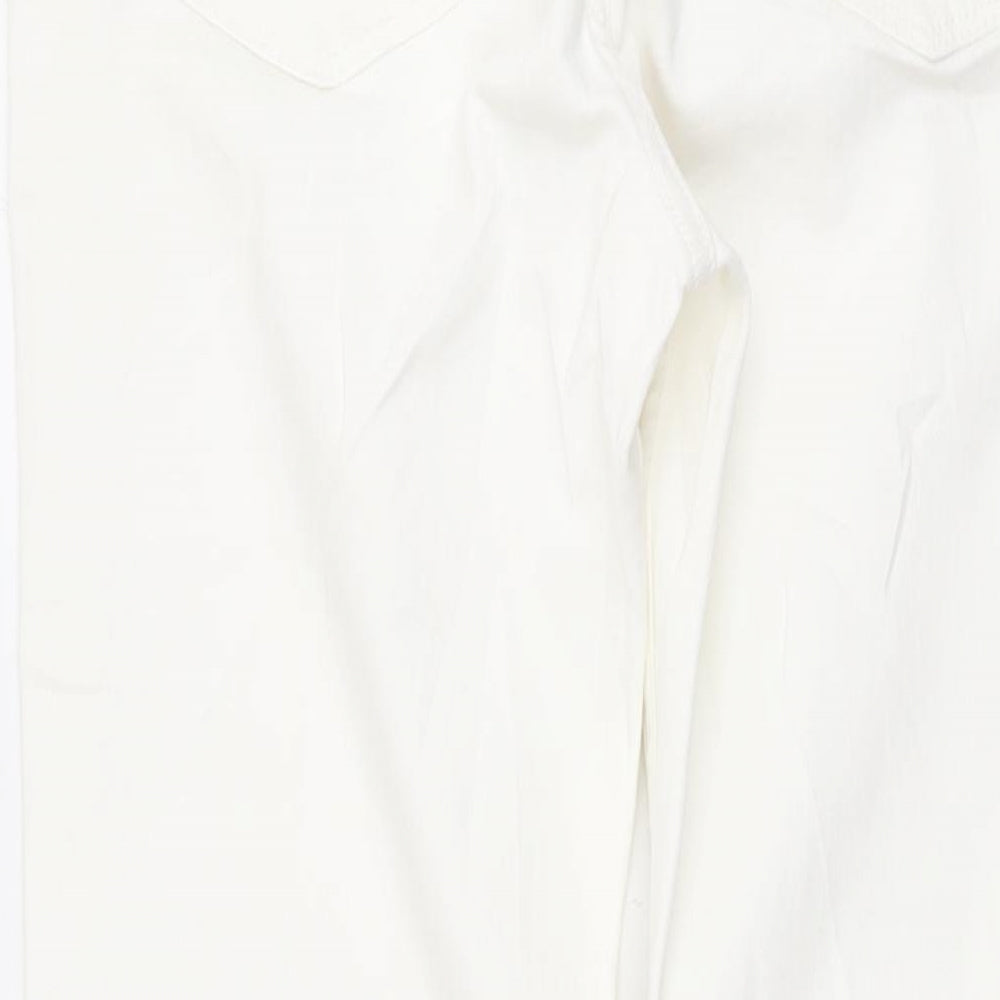 Marks and Spencer Womens White Cotton Bootcut Jeans Size 12 L28 in Regular Zip