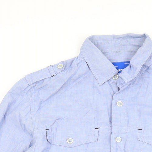 Topman Mens Blue Cotton Button-Up Size S Collared Button