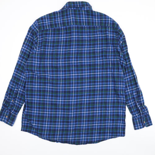 Arrow Mens Blue Plaid Cotton Button-Up Size 2XL Collared Button