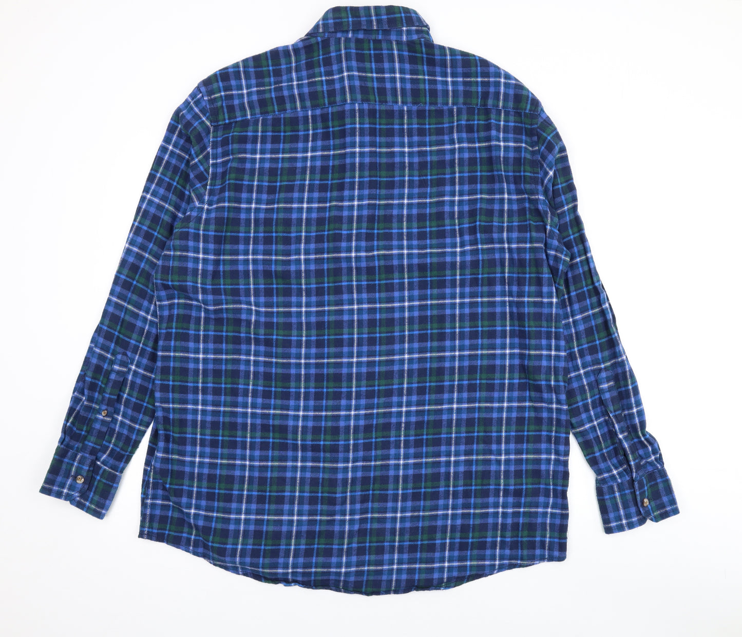Arrow Mens Blue Plaid Cotton Button-Up Size 2XL Collared Button