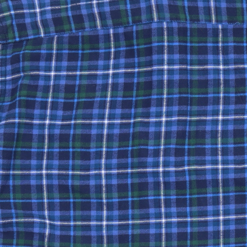 Arrow Mens Blue Plaid Cotton Button-Up Size 2XL Collared Button