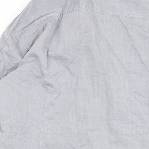 Boss Mens Grey Cotton Button-Up Size 40 Collared Button