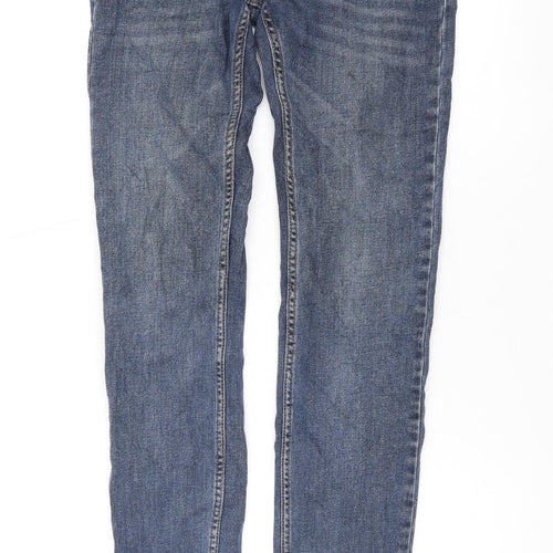 Topman Mens Blue Cotton Skinny Jeans Size 28 in L30 in Regular Button