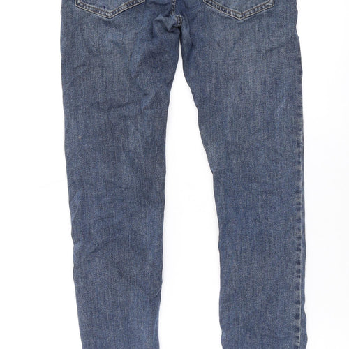Topman Mens Blue Cotton Skinny Jeans Size 28 in L30 in Regular Button